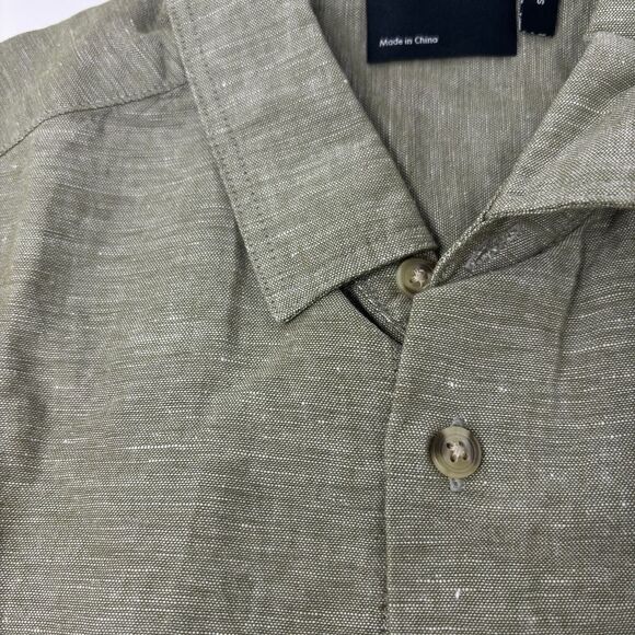 Asos Design Shirt Men's Small Tall Brown Linen Overshirt Drawstring Button Front - Picture 4 of 10